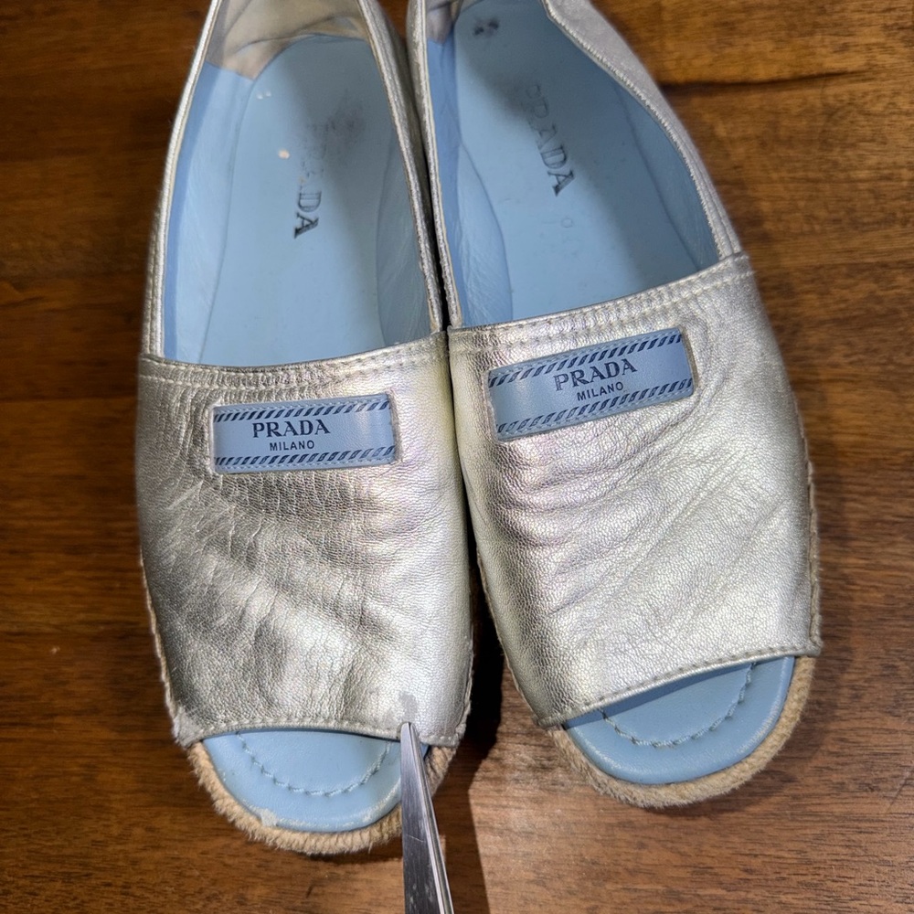 Prada Metallic Silver Espadrilles - Picture 10 of 12